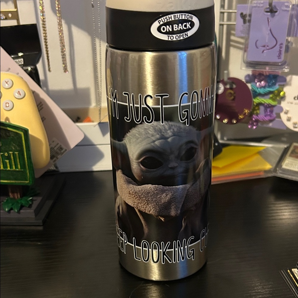 Stainless Steel Travel Mug with Baby Yoda Design